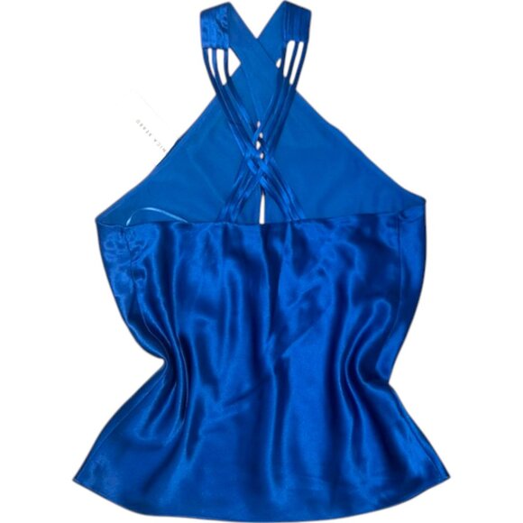 Veronica Beard Silk Halter Top Royal Sky Blue Sleeveless Designer Blouse XS - Picture 7 of 11